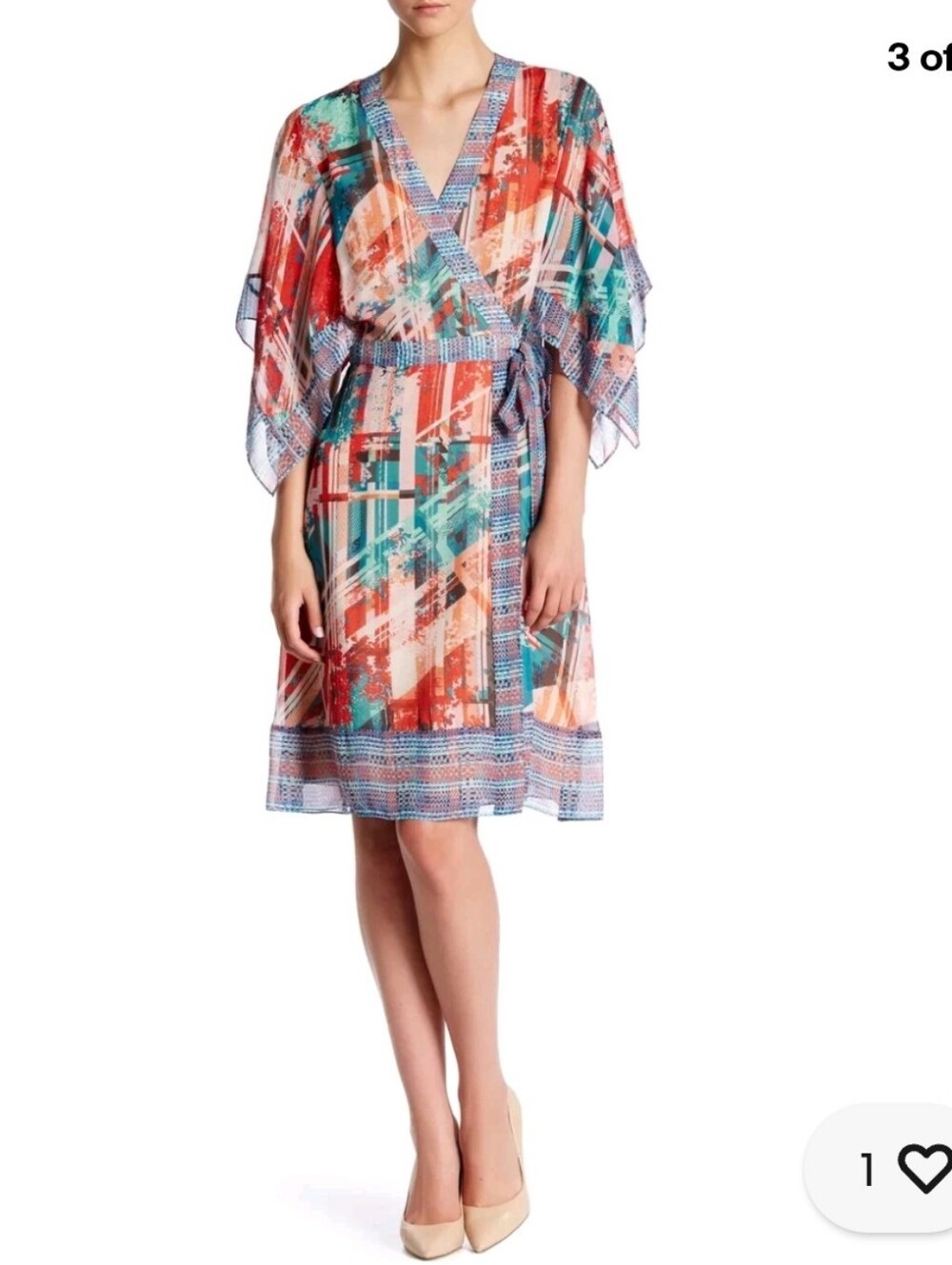 BCBGMaxAzria  Krystie 100% Silk Woven Kimono Dress Size Xs